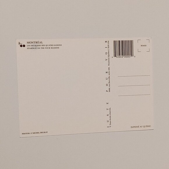 VINTAGE Montreal Postcard Post Card MICHAEL DEGRAY Stairway on the Four Seasons - Picture 2 of 3